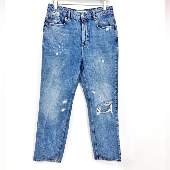 Free People Dakota Relaxed Straight Leg Jeans High Rise Distressed Size 29 - Picture 3 of 6